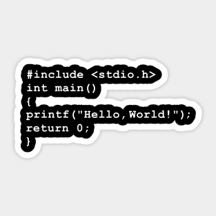 Hello World C programming language Coding Sticker